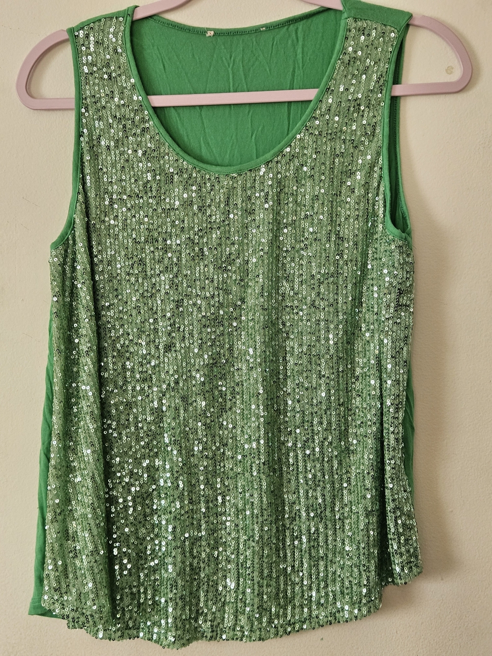 Source Unknown Green Sequin Tank Top